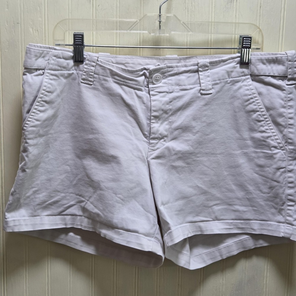 London Jeans Shorts Womens 12 White Chino Twill Stretch Flat Front Casual Summer